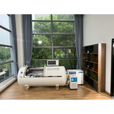 Macy-Pan 1501 Hard Shell Hyperbaric Chamber in a modern room, designed for enhanced recovery and oxygen therapy.