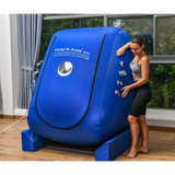 Macy-Pan MC4000 hyperbaric chamber with a user operating control valves, designed for wheelchair accessibility.
