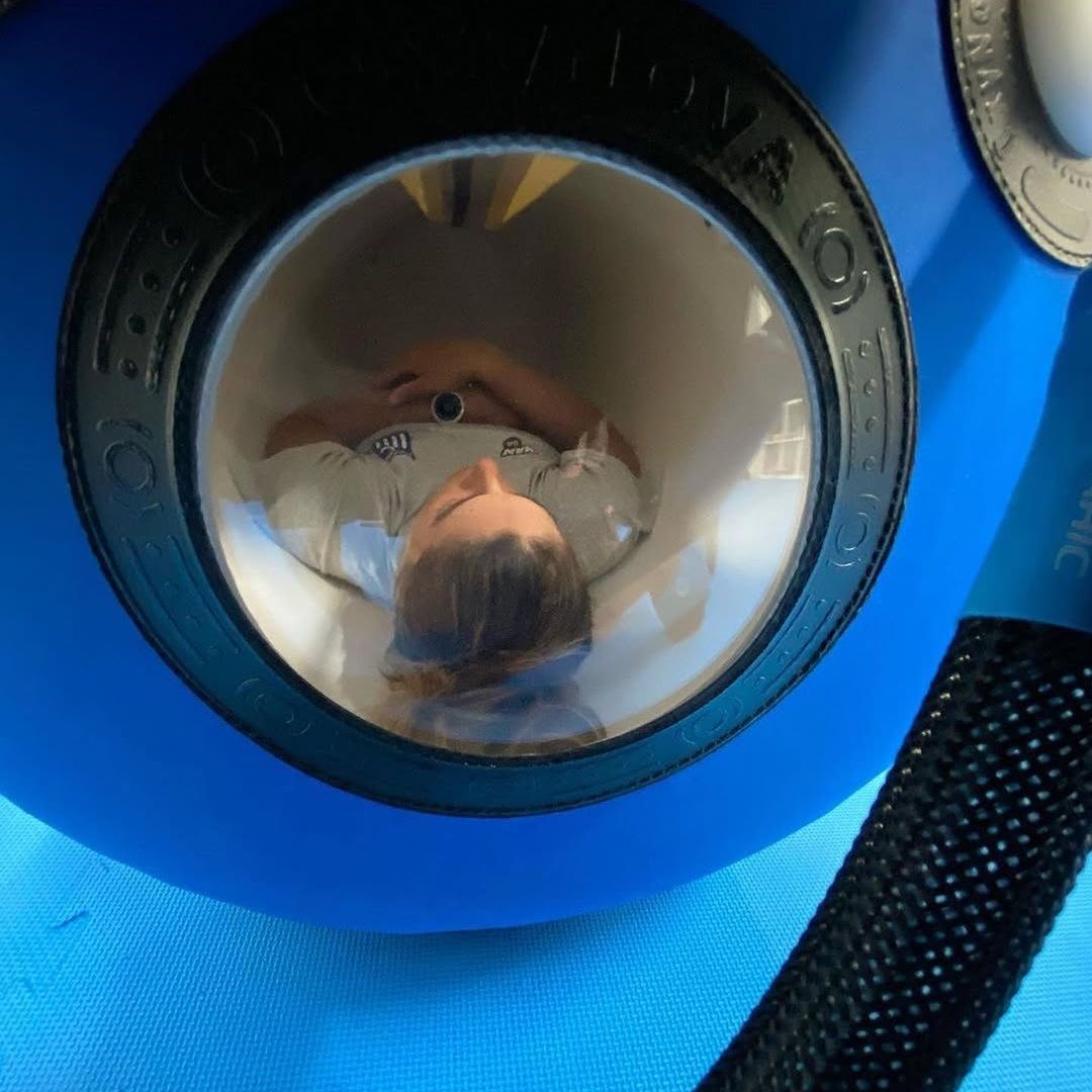 Athelete taking session inside OxyNova® 8 Elite Luxury Professional Hyperbaric Chamber