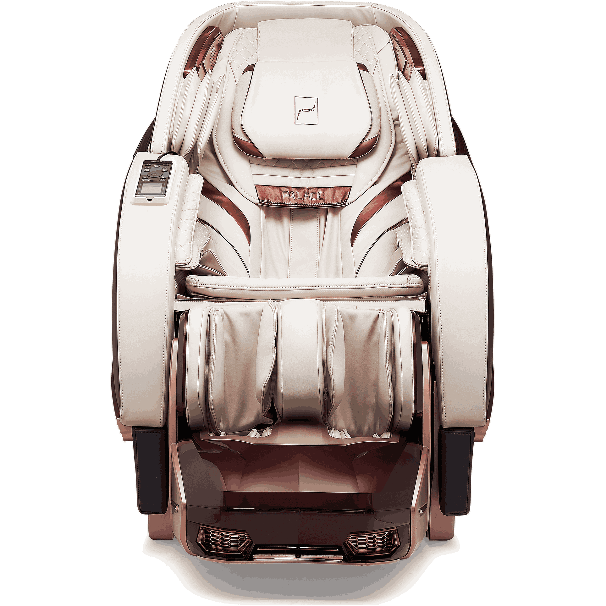 Bodyfriend Palace II massage chair in Burgundy, Front View-Recovathlete