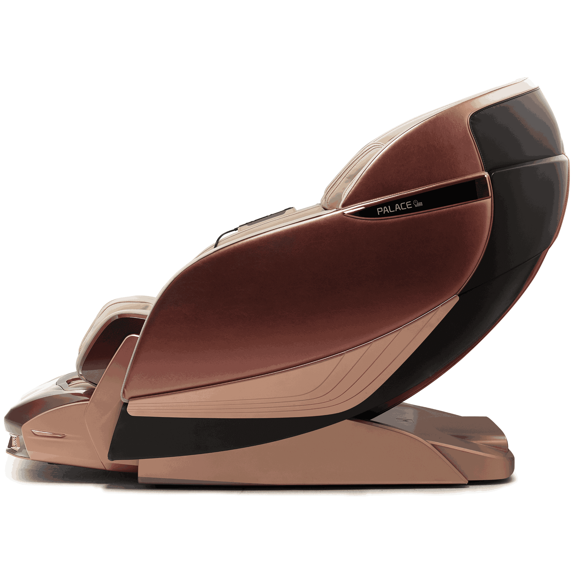 Bodyfriend Palace II massage chair in Burgundy, side angle-Recovathlete