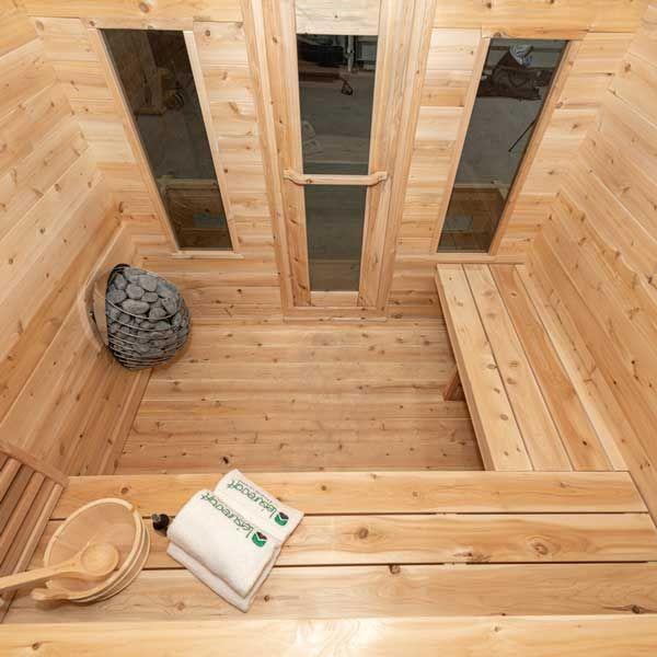 Leisurecraft CT Georgian Cabin Sauna with Porch CTC88PW | 2-6 Person Sauna, view 11, RecovAthlete