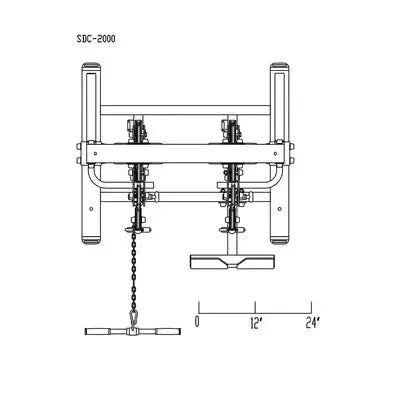 Dimensions chart of the Body-Solid Pro Clubline Dual Cable Column SDC2000G - RecovAthlete