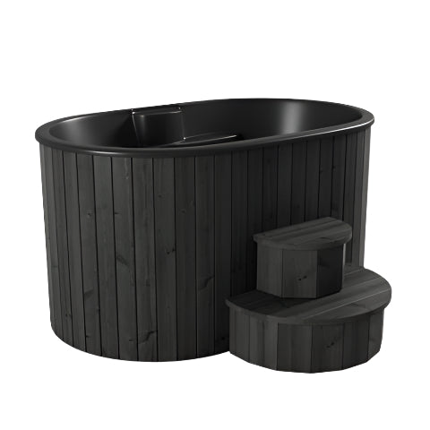 SaunaLife 2-Person Black Thermo-Pine Cold/Hot Plunge Tub | Model S2B, RecovAthlete