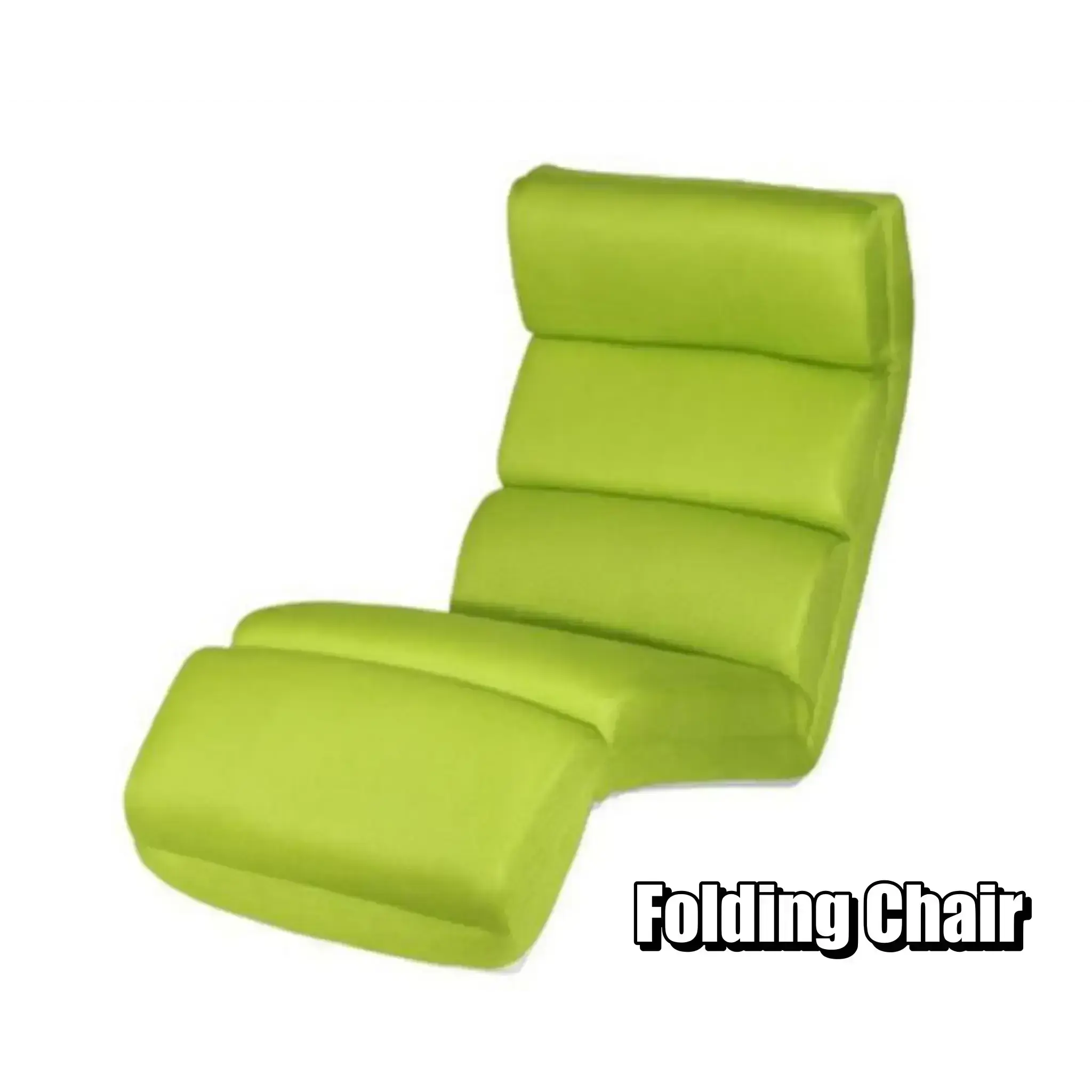 Comfortable green folding chair with adjustable backrest for relaxation and versatile seating.