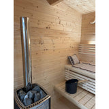 SaunaLife G4 Outdoor Sauna Kit with smooth Aspen benches and upper bench skirt