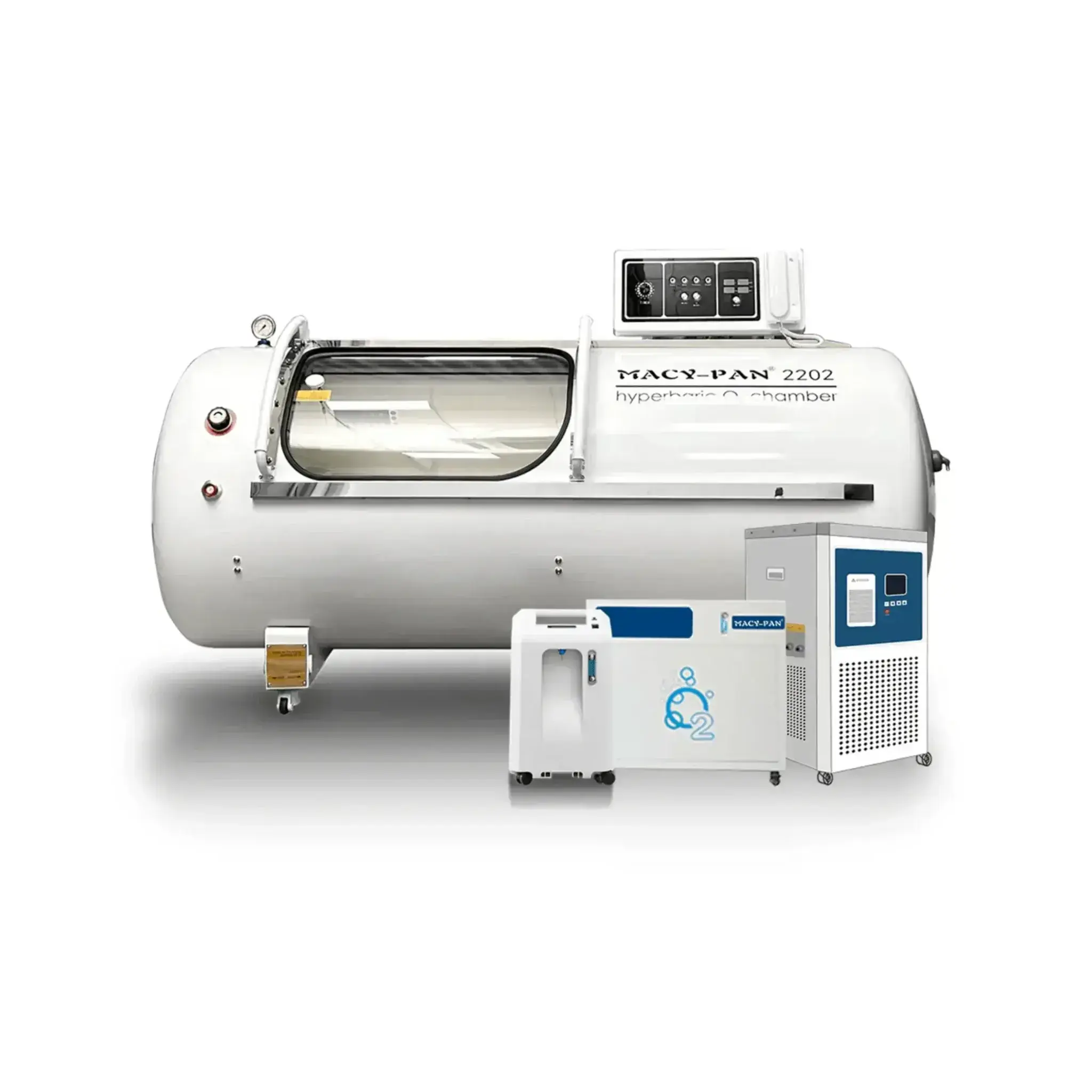Macy-Pan HP2202 hard shell hyperbaric oxygen chamber for enhanced recovery and healing.
