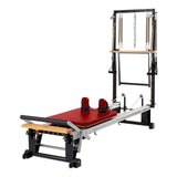 MERRITHEW PILATES V2 MAX PLUS REFORMER in Red Truffle color.