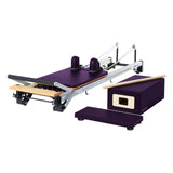 A vibrant and energetic representation of the MERRITHEW PILATES V2 MAX REFORMER in Purple Impulse, showcasing an electric purple color that is both bold and striking