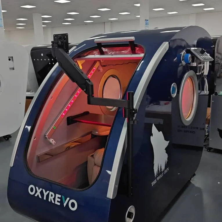 OxyRevo Space60 1.5 to 2.0 ATA Hard Sitting Hyperbaric Chamber for a customer of RecovAthlete