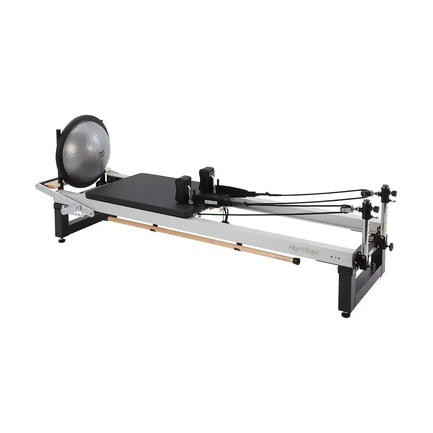 Image of Align Pilates A8 Pro Reformer, a professional-grade Pilates machine with sleek design with bosu ball