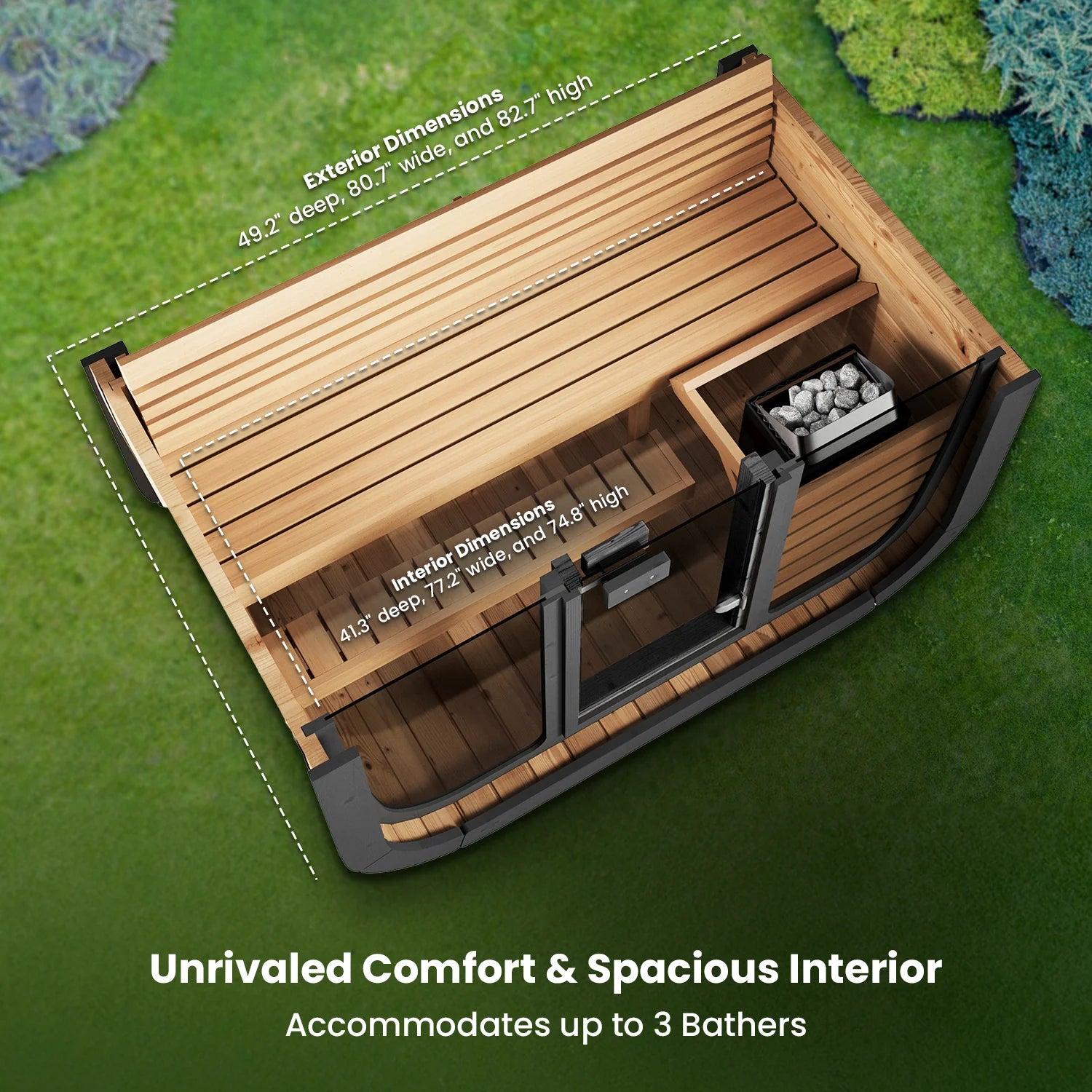 SaunaLife CL7G Sauna – 6-Person Cube-Series Outdoor Home Sauna Kit, view 12, RecovAthlete
