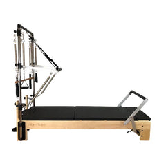 Align Pilates M8-Pro maple reformer with Half Cadillac fitted with the Half Cadillac frame, full side view (2)