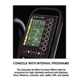 Electronic console tracking distance, calories, RPM, and watts