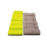 Yellow and beige cushions side by side, showcasing comfort and stylish design for relaxation.