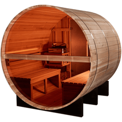 Golden Designs "Zurich" 4 Person Barrel with Bronze Privacy View - Traditional Steam Sauna - Pacific Cedar - GDI-B024-01 Acrylic Back WallGolden Designs Inc.SaunasRecovAthlete