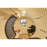 Interior view of Macy-Pan HE5000 Hyperbaric Oxygen Therapy Chamber with seating and control panel.