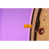 Close-up of the warning label on a Macy-Pan Hyperbaric Oxygen Therapy Chamber HE5000, featuring safety instructions.