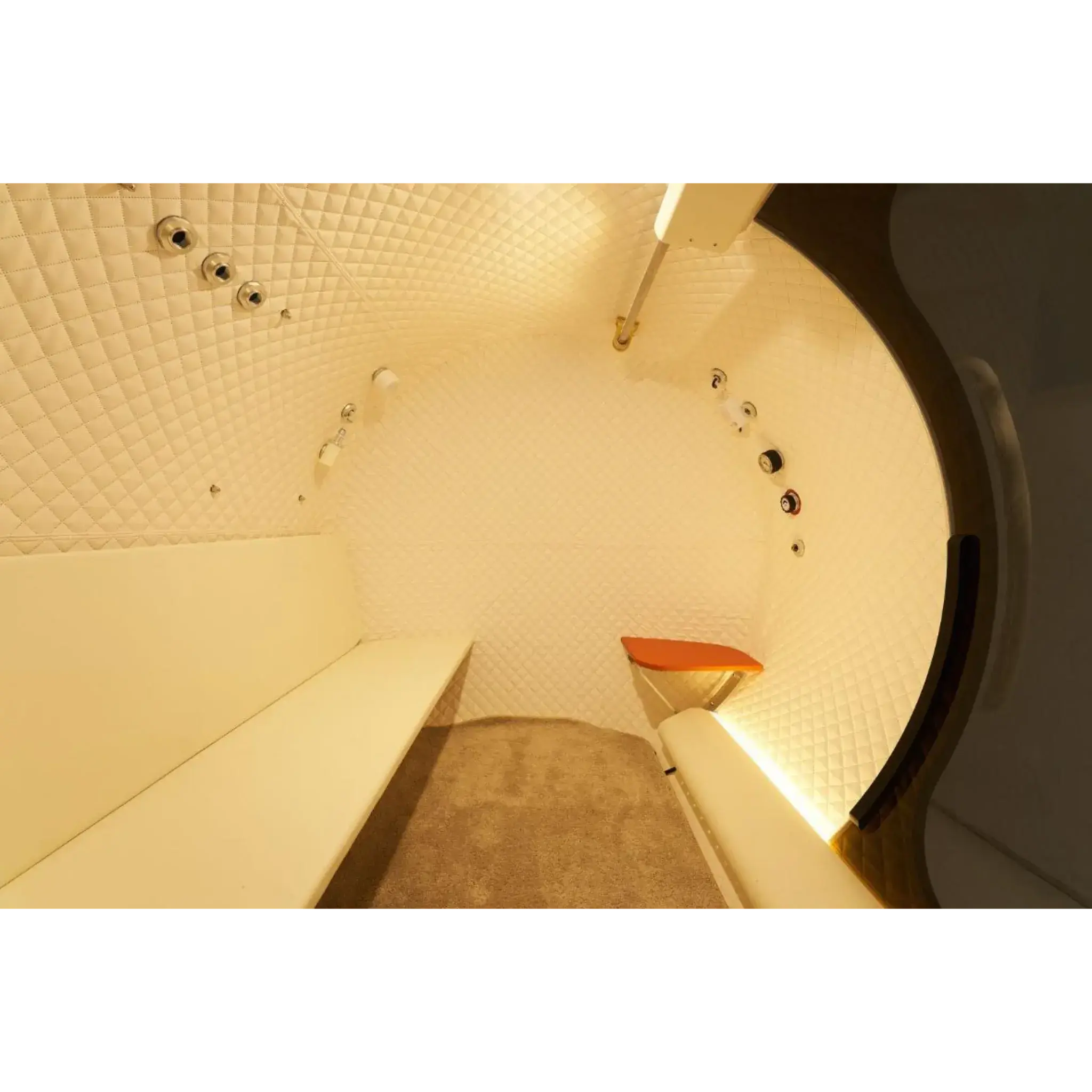 Interior view of Macy-Pan HE5000 Hyperbaric Oxygen Therapy Chamber with seating for 5.