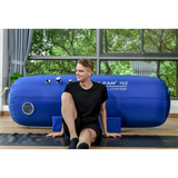 Macy-Pan ST702 Hyperbaric Oxygen Therapy Chamber with user, designed for recovery and performance optimization.