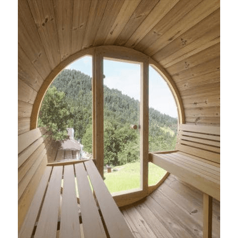 SaunaLife 6 Person 7' Long Barrel Sauna | Ergo Model E8 - SL-MODELE8WRear WindowSaunaLifeSaunaRecovAthlete