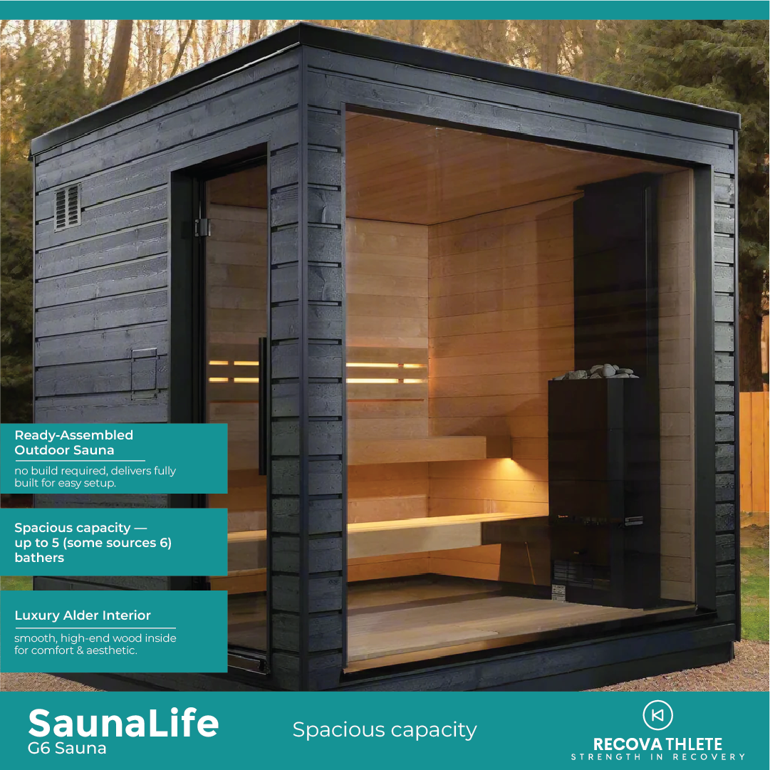 SaunaLife G6 Sauna – 5-Person Outdoor Pre-Assembled Sauna, view 4, RecovAthlete