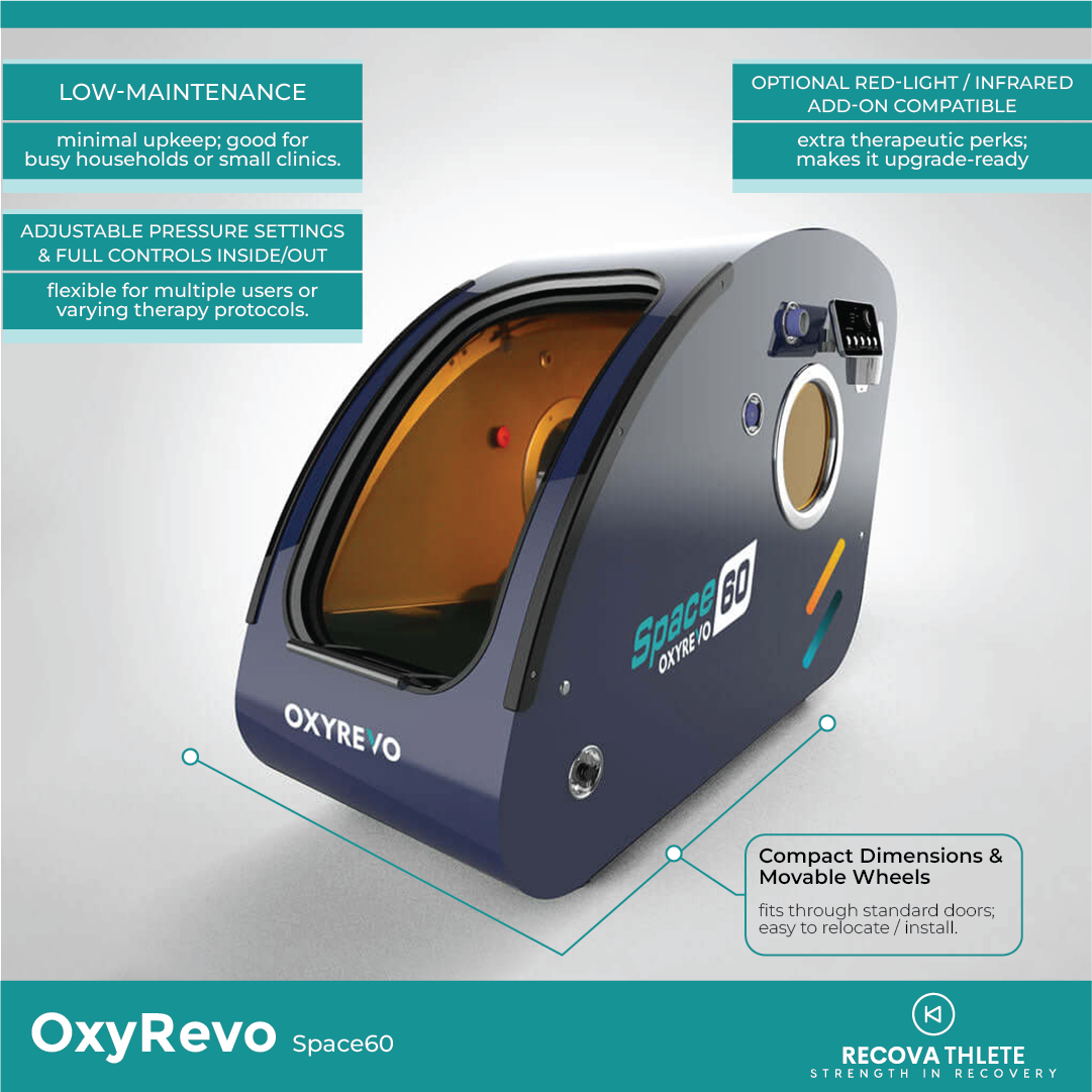 OxyRevo Space60 1.5 to 2.0ATA Hard Sitting Hyperbaric Chamber, view 5, RecovAthlete