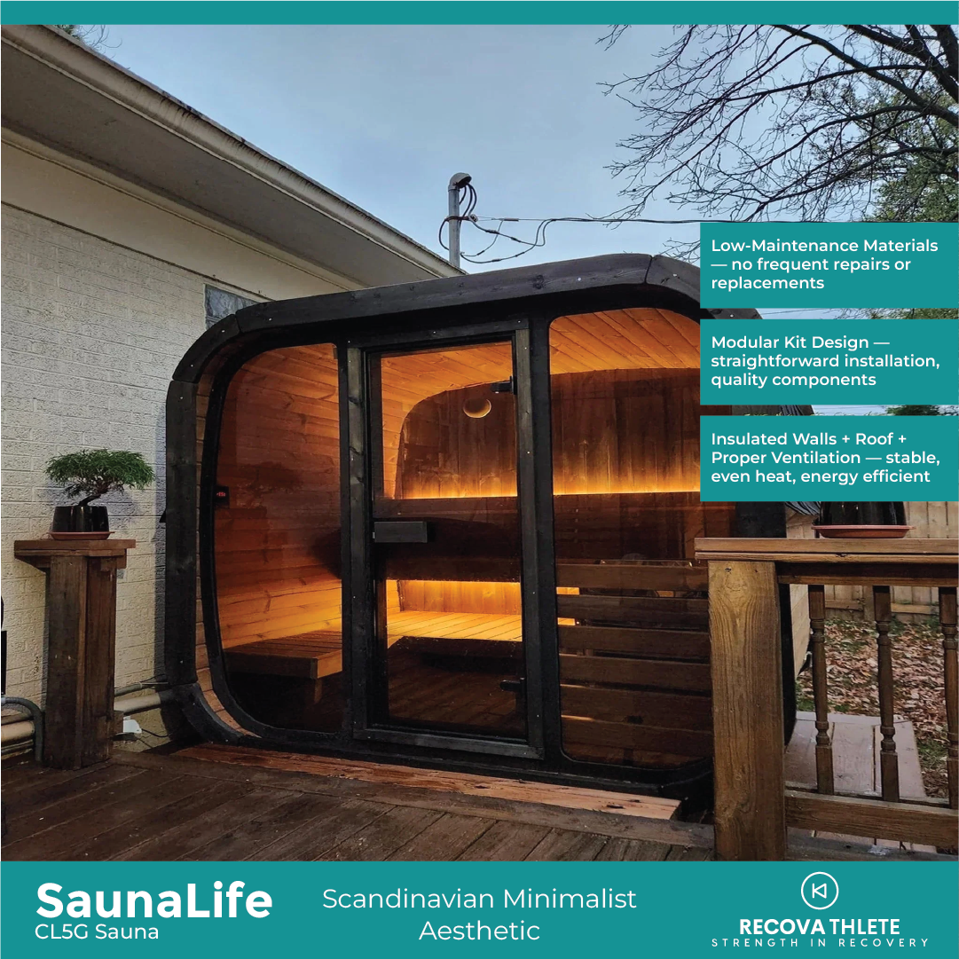SaunaLife CL5G Sauna – 4-Person Cube-Series Outdoor Home Sauna Kit, view 3, RecovAthlete
