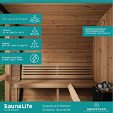 SaunaLife CL7G Sauna – 6-Person Cube-Series Outdoor Home Sauna Kit, view 5, RecovAthlete