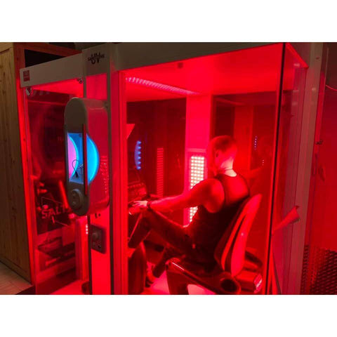 man working out in Vitality Booth® Plus - Halotherapy Solutions