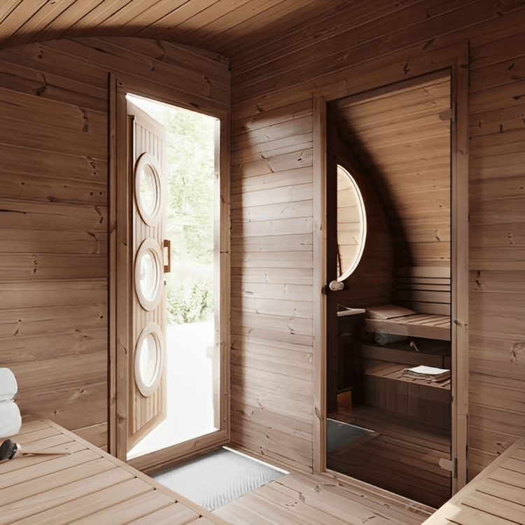 SaunaLife Model G11 Garden-Series 8 Person Outdoor Home Sauna Kit -2 Room Sauna, view 5, RecovAthlete