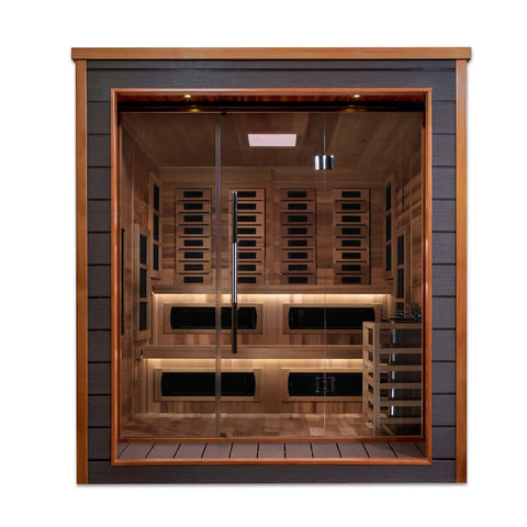 Golden Designs Karlstad 6 Person Outdoor-Indoor PureTech™ Hybrid Full Spectrum Sauna - Canadian Red Cedar Interior