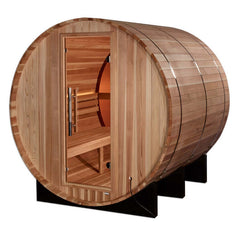 Golden Designs "Zurich" 4 Person Barrel with Bronze Privacy View - Traditional Steam Sauna - Pacific Cedar