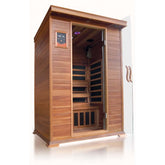 Exterior view of Sunray Sierra 2-person cedar sauna HL200K