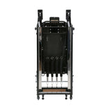 Folded Align Pilates F2 Reformer in a storage space, highlighting its compact size and portability.