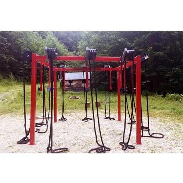 ti-user rope training rig in outdooor seating