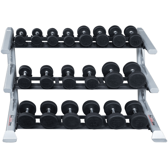 Body-Solid Pro Clubline SDKR1000SD 3 Tier Saddle Dumbbell Rack, view 2, RecovAthlete