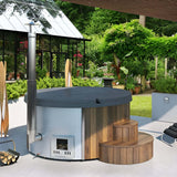 SaunaLife 6 Person Wood Fired Hot Tub Natural
