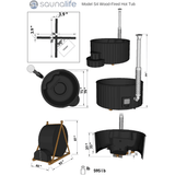 SaunaLife 6 Person Wood Fired Hot Tub Natural Specification Diagram