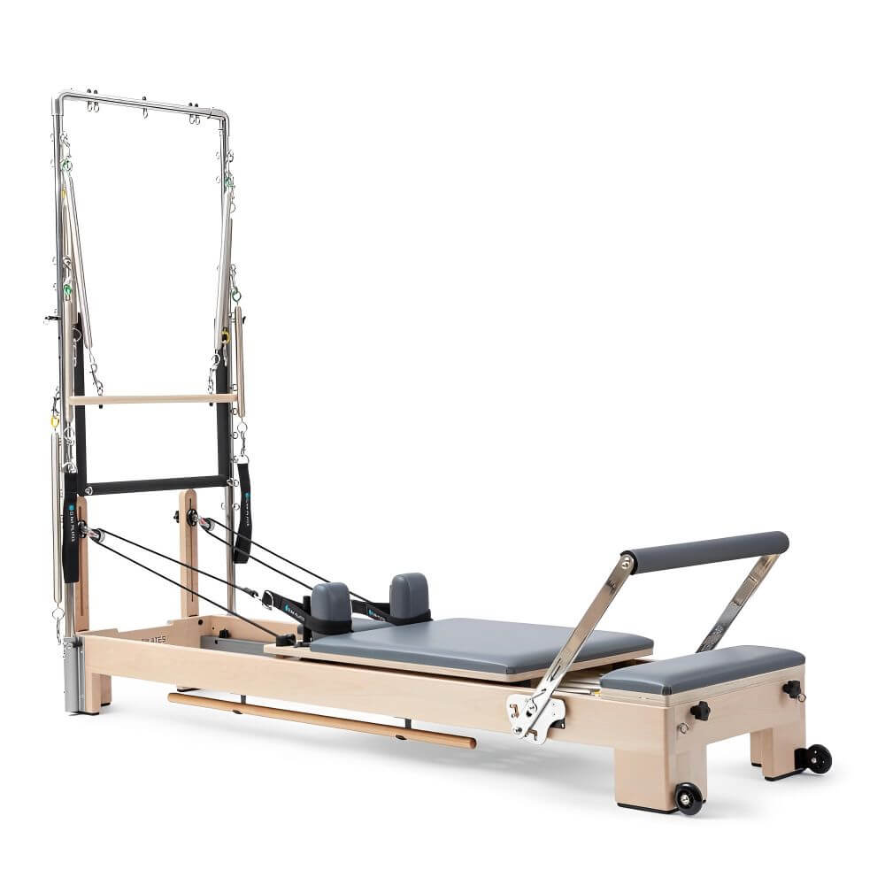 Elina Pilates Wooden Reformer Lignum with Tower — entry-level beechwood reformer with full tower