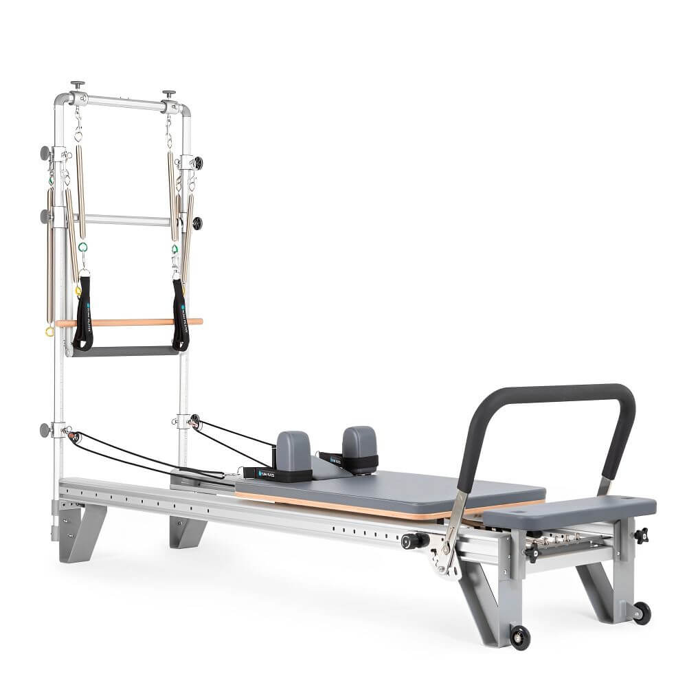 Elina Pilates Mentor Reformer with Tower — compact aluminum reformer with integrated mini-tower