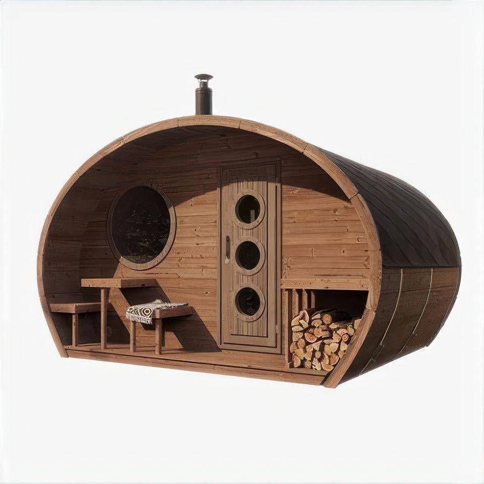 SaunaLife Model G11 Garden-Series 8 Person Outdoor Home Sauna Kit -2 Room Sauna