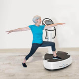an elderly women working out on Power Plate pro7HC Vibration Platform