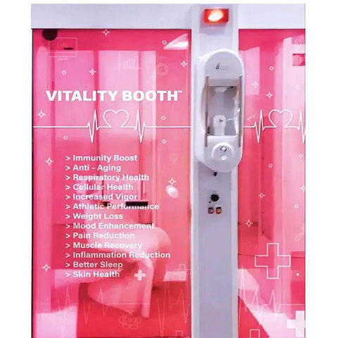 This disgram talks about benefits of Vitality Booth® Plus - Halotherapy Solutions