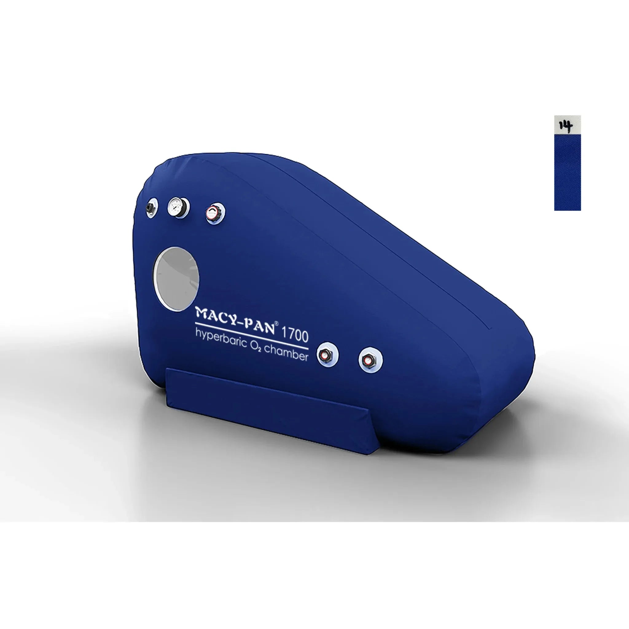 Macy-Pan ST1700 Hyperbaric Oxygen Therapy Chamber in blue, compact design for home health recovery.