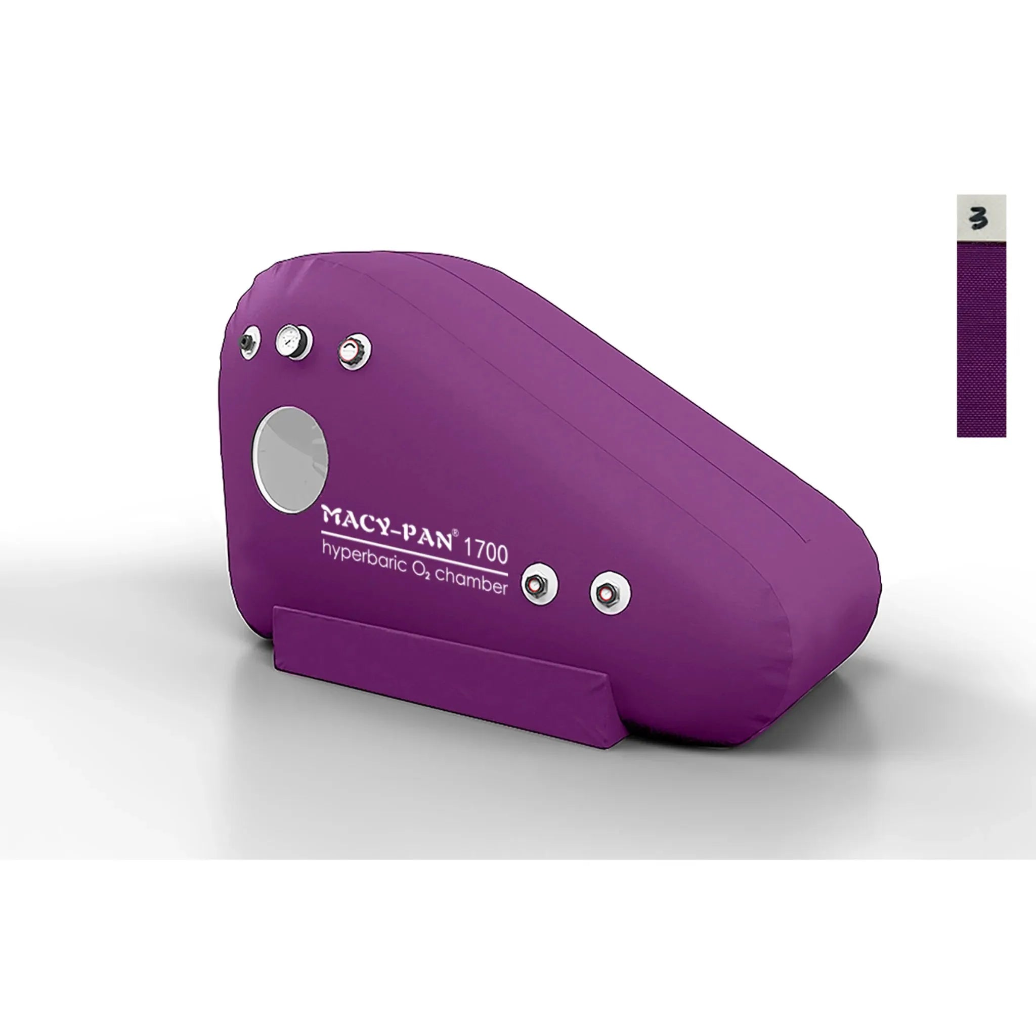 Macy-Pan ST1700 Hyperbaric Oxygen Therapy Chamber, compact sitting design in purple color for home therapy.