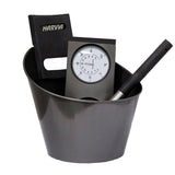 Harvia SA007 black steel sauna bucket and ladle set with instruments