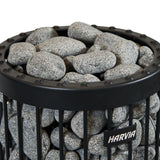 Harvia rounded olivine diabase sauna heater stones R-991 filling a heater