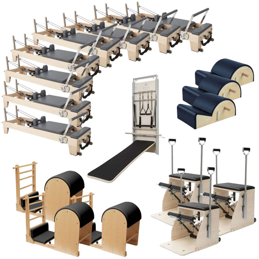 Elina Elite – Mid-Scale Pilates Studio Package (8 Reformers, Chairs, Barrels & Wall Board ONNE)