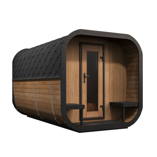 SaunaLife Model CL12GCP 8 Person Cube Series Luxury Outdoor Sauna Kit with Changeroom, view 2, RecovAthlete